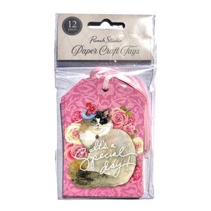 Punch Studio Cat Celebration Ephemera Paper Craft Tags (63119), 12 ct